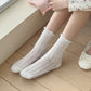 Anna-Kaci Women's Adorable Ruffled Lace-Up Socks Wicking Cotton for Casual Comfort 3 Pairs