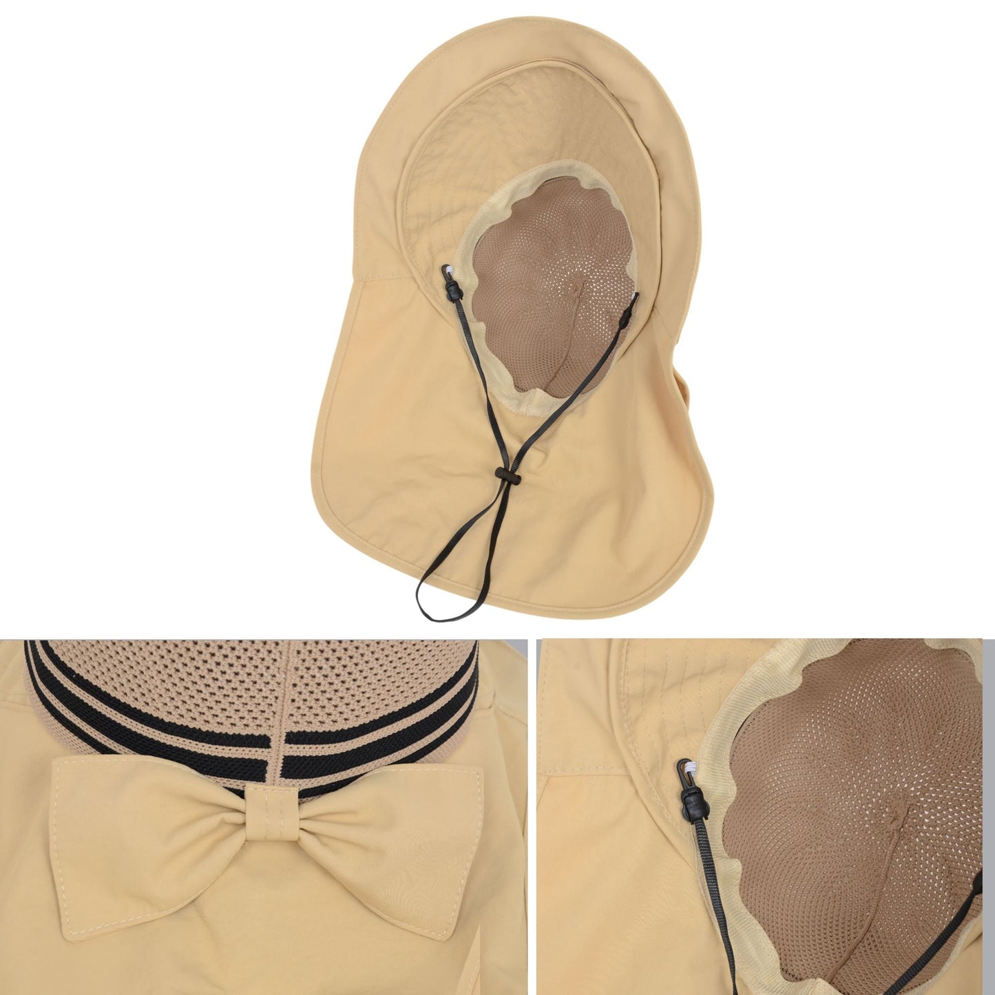 Anna-Kaci Wide Brim Mesh Sun Hat with Back Bow UV Protection Foldable Travel Hat for Women Outdoor Summer Style