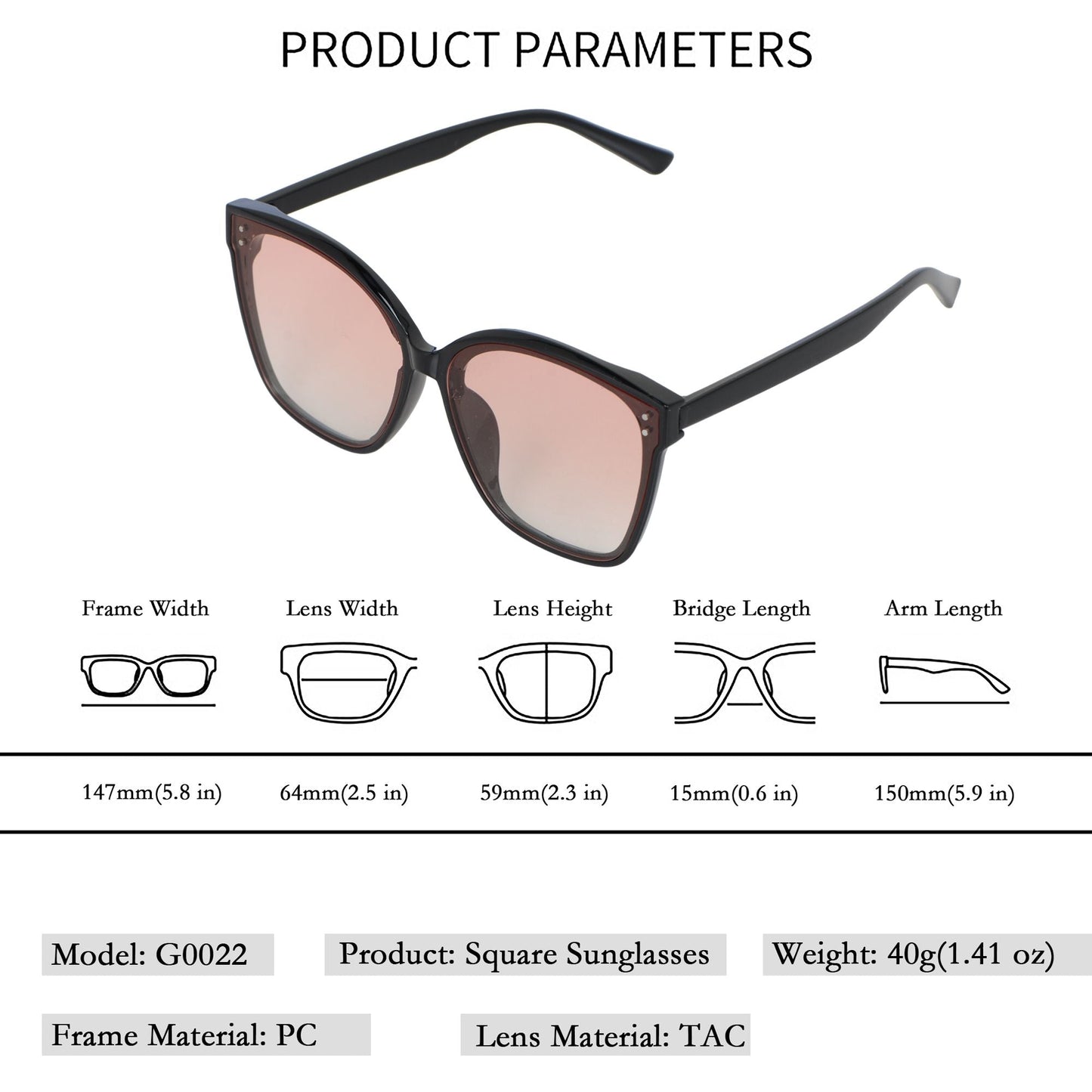 Anna-Kaci Chic Square Women's Polarized Sunglasses UV400 Protection