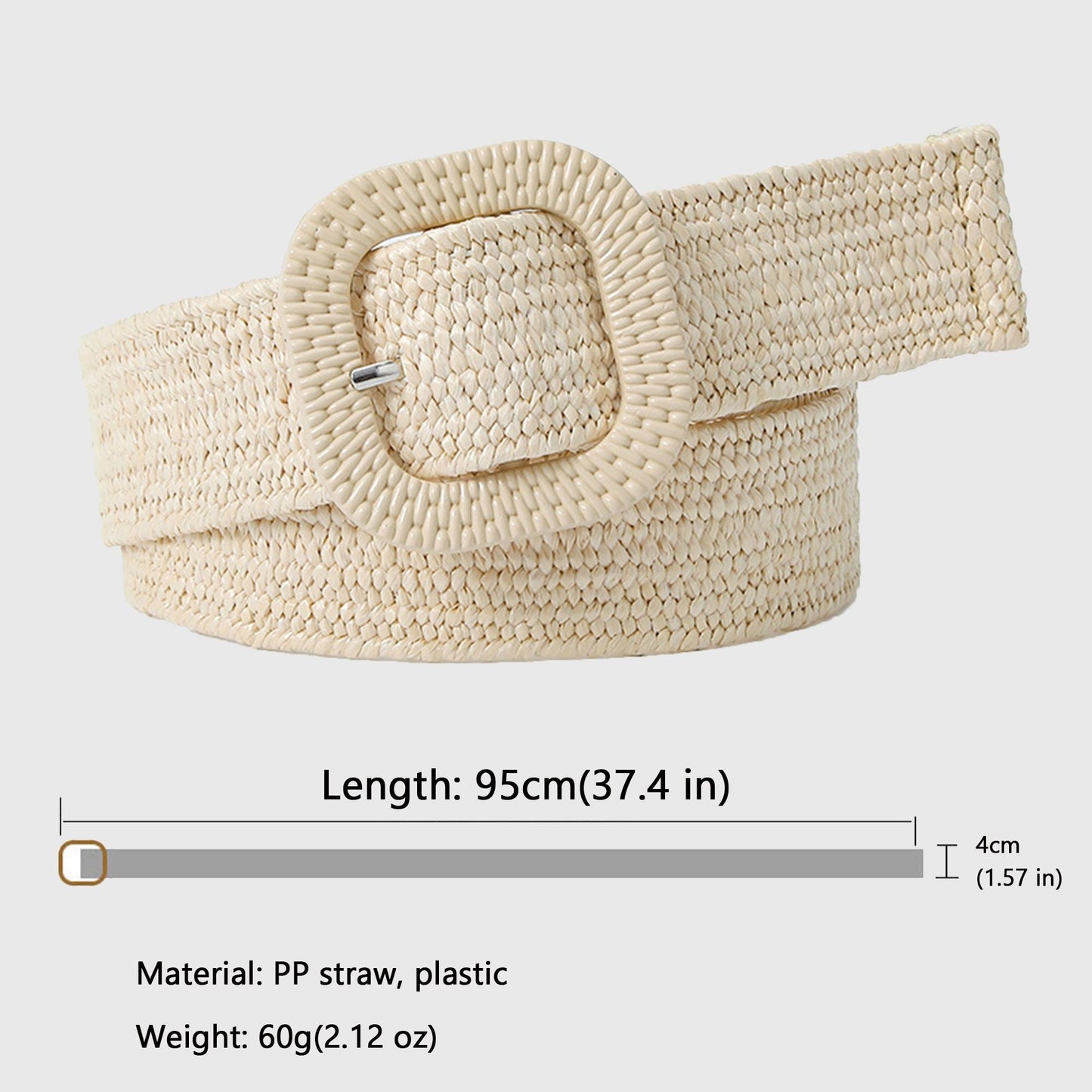 Anna-Kaci Elegant Straw Belt with Matching Woven Buckle