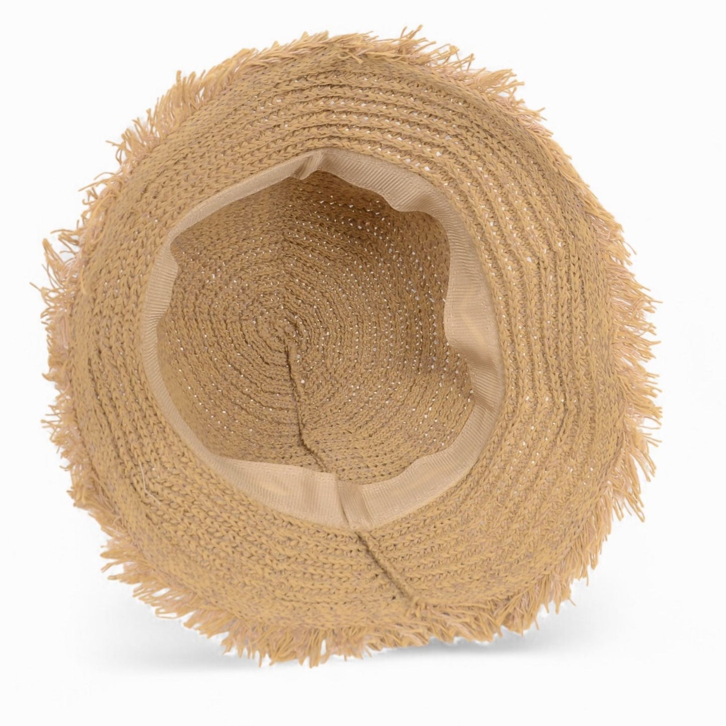 Anna-Kaci Women's Woven Bucket Hat with Soft Frayed Brim and Lightweight Straw Texture