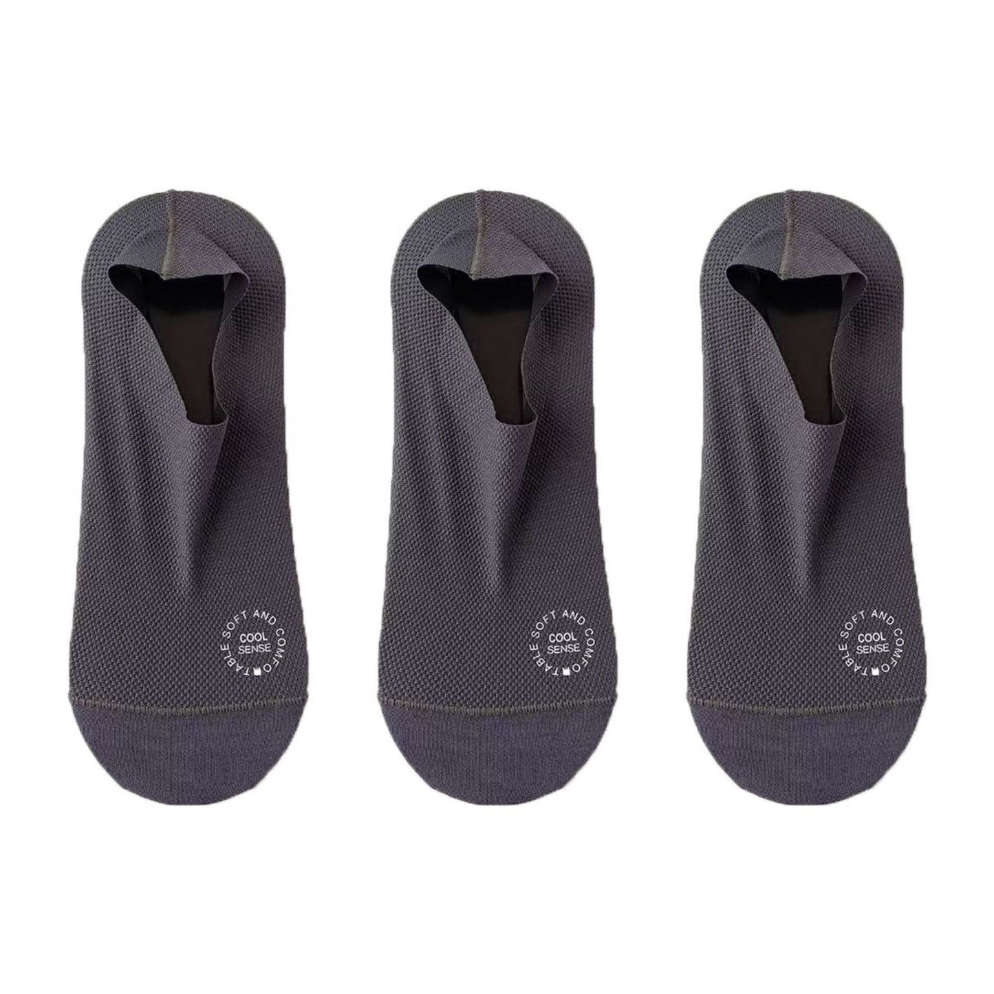 Anna-Kaci Men's No-Show Mesh Socks with Non-Slip Silicone Heel Grip and Breathable Low-Cut Design 3-Pack