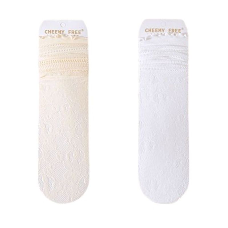 Anna-Kaci Women's Lace Liner Socks with Elastic Cuff and Floral Mesh Detail Soft Stretch 2-Pack