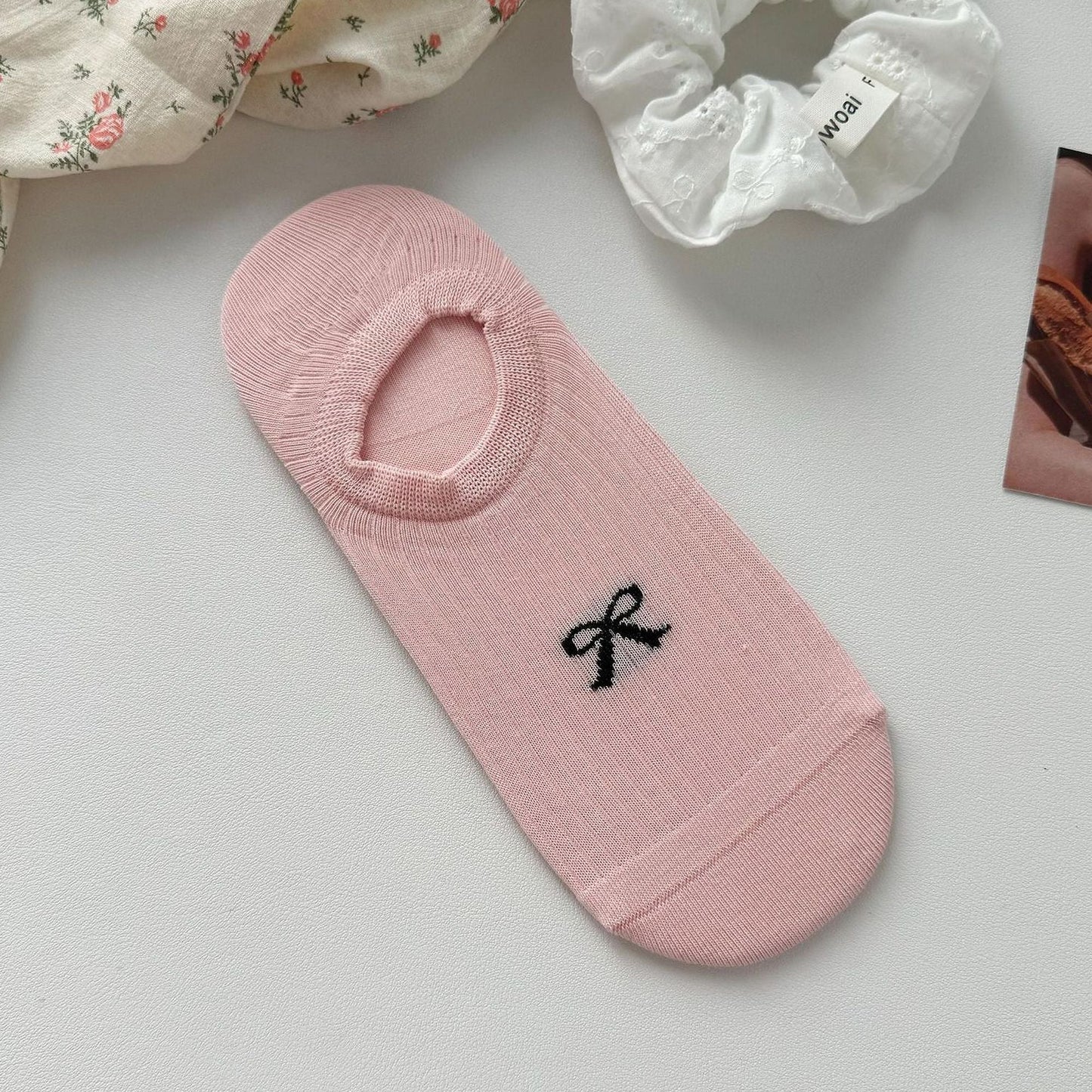 Anna-Kaci Women's No-Show Liner Socks with Bow Accent 5Pk