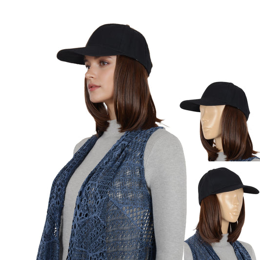 Alilang Adjustable Short Hair Wig Baseball Cap for Women with Natural Looking 10 Inch Bob Hairpiece for Outdoor and Daily Wear