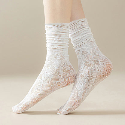 Anna-Kaci Lace Ankle Socks with Ruffle Cuff 6pk