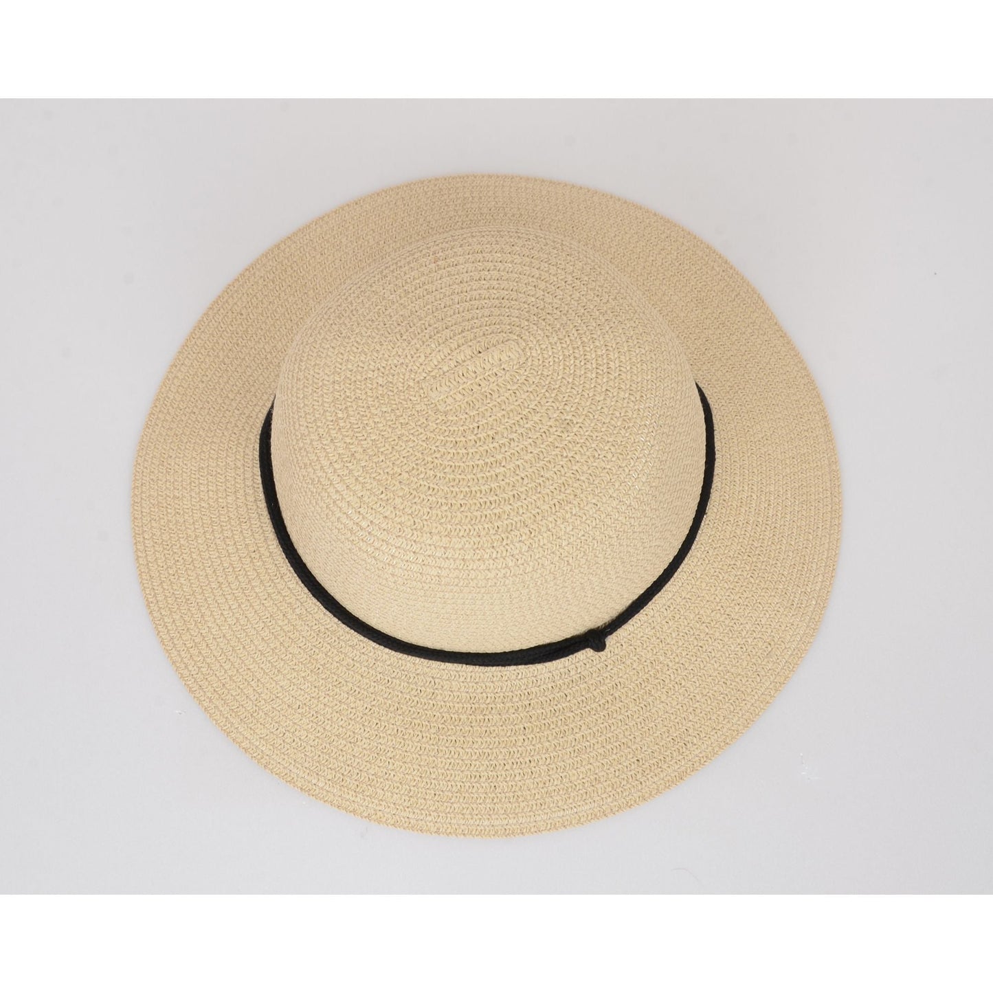 Anna-Kaci Wide Brim Straw Sun Hat with Chin Strap and Black Cord Detail for Outdoor Protection and Stylish Shade