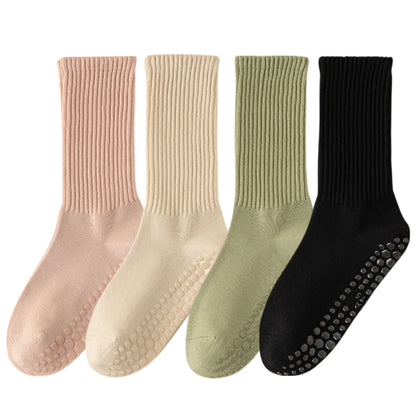 Anna-Kaci 4-Pack Women's Anti-Slip Yoga Socks with Grips Comfortable Ribbed Design for Exercise and Indoor Use
