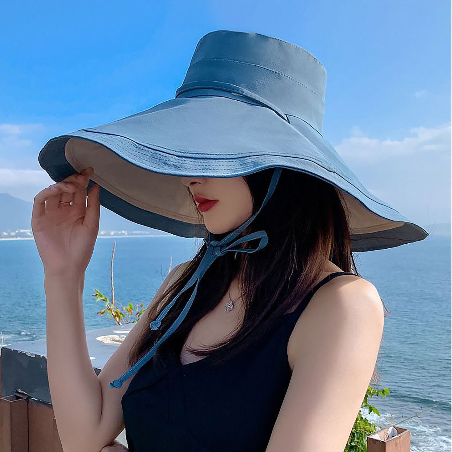 Anna-Kaci Women's Reversible Wide - Brim Sun Hat with Adjustable Chin Strap