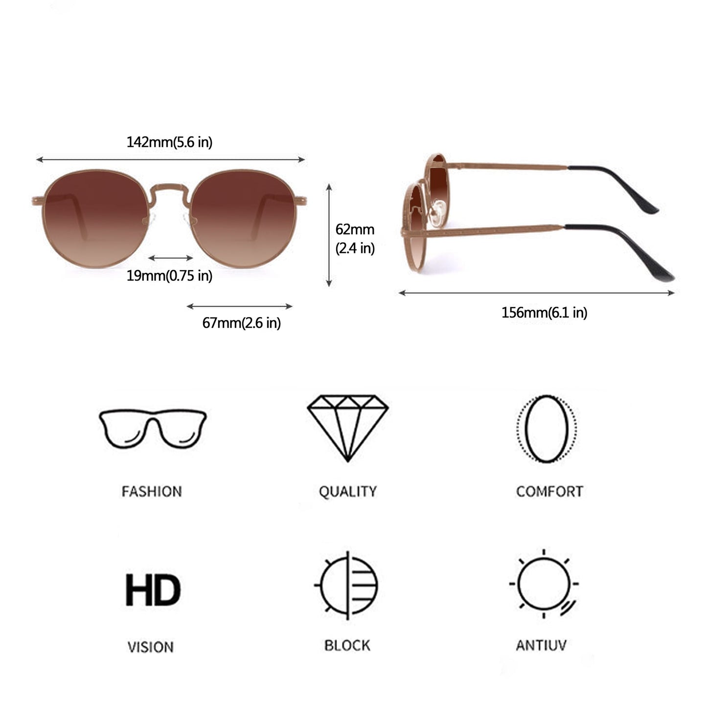 Anna-Kaci Women's Retro Metal Round Sunglasses