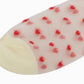 Anna-Kaci Women's Sheer Crew Socks with Flocked Heart Pattern and Reinforced Toe and Heel 2-Pack
