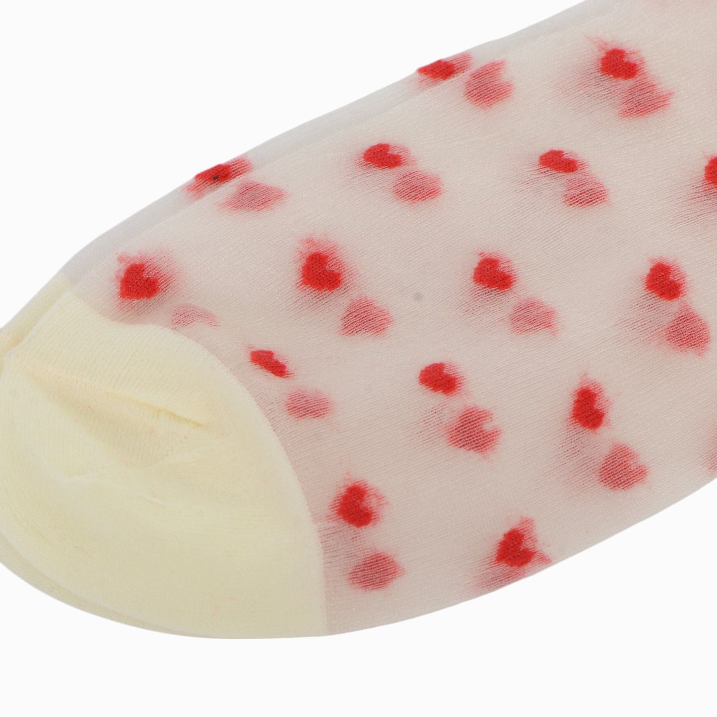 Anna-Kaci Women's Sheer Crew Socks with Flocked Heart Pattern and Reinforced Toe and Heel 2-Pack