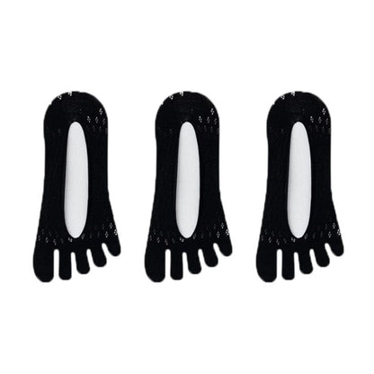 Anna-Kaci Women's Mesh Toe Socks with Non-Slip Silicone Heel Grip Ultra Low Cut Breathable No Show Sock 3-Pack