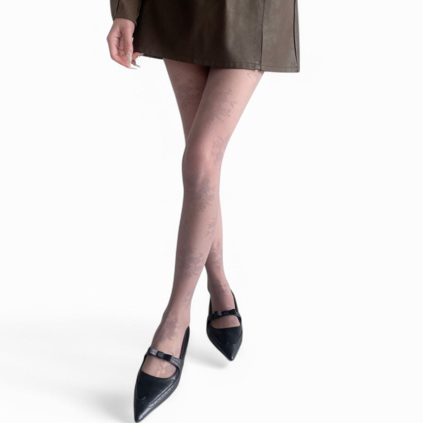 Anna-Kaci Women's Sheer Floral Pattern Tights Lightweight Mesh Legwear with Stretchy Fit and Subtle Texture