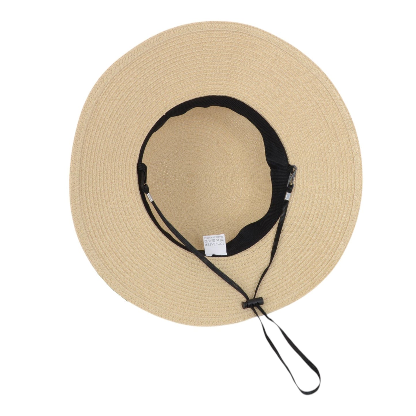 Anna-Kaci Wide Brim Straw Sun Hat with Black Ribbon Bow Adjustable Chin Strap Inner Sweatband for Outdoor and Travel Use