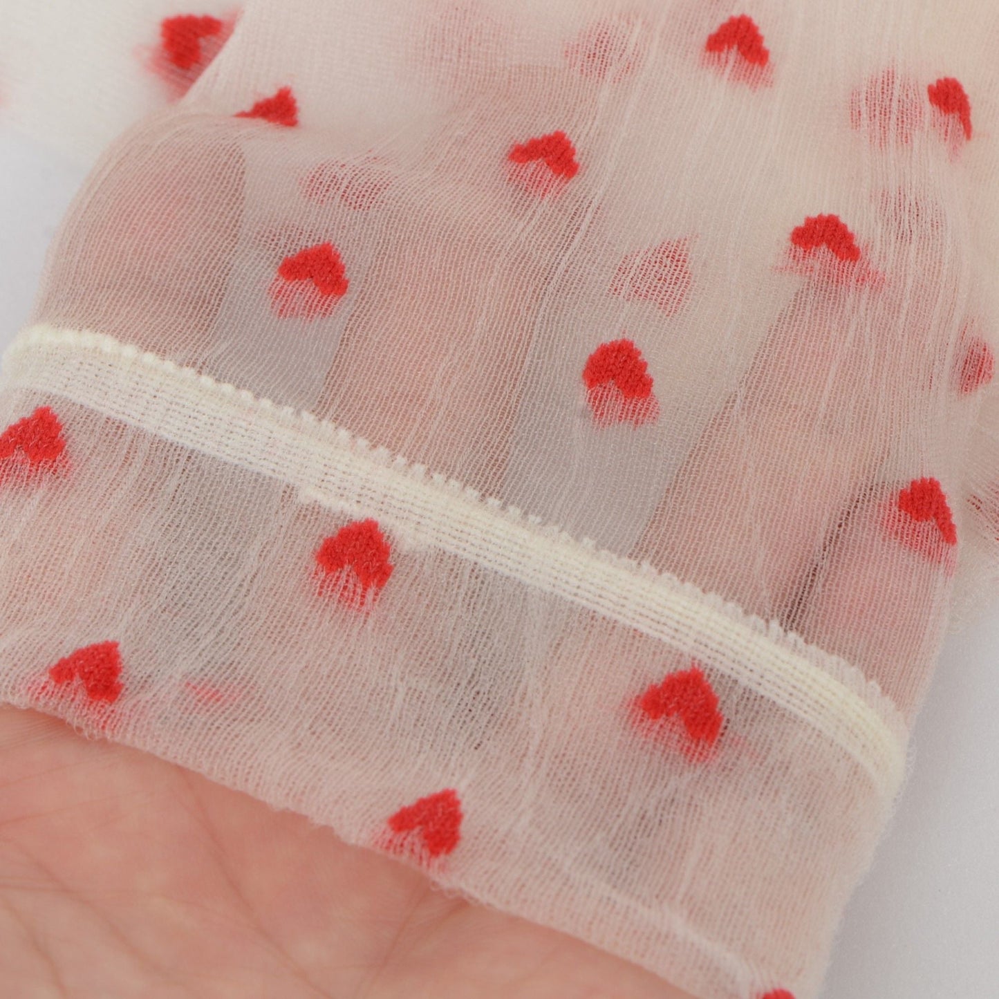 Anna-Kaci Women's Sheer Crew Socks with Flocked Heart Pattern and Reinforced Toe and Heel 2-Pack