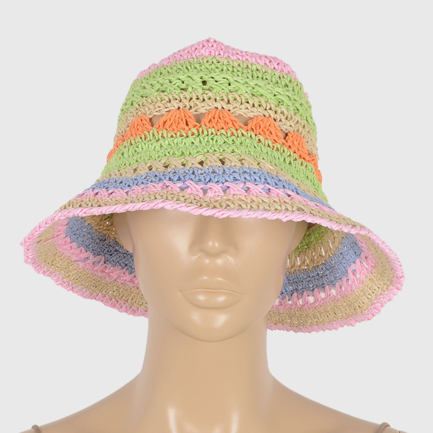 Anna-Kaci Women's Vibrant Multicolored Crochet Bucket Hat