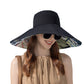 Anna-Kaci Wide Brim Floppy Sun Hat with Colorful Printed Underside UV Protection Lightweight Foldable Design for Outdoor Use
