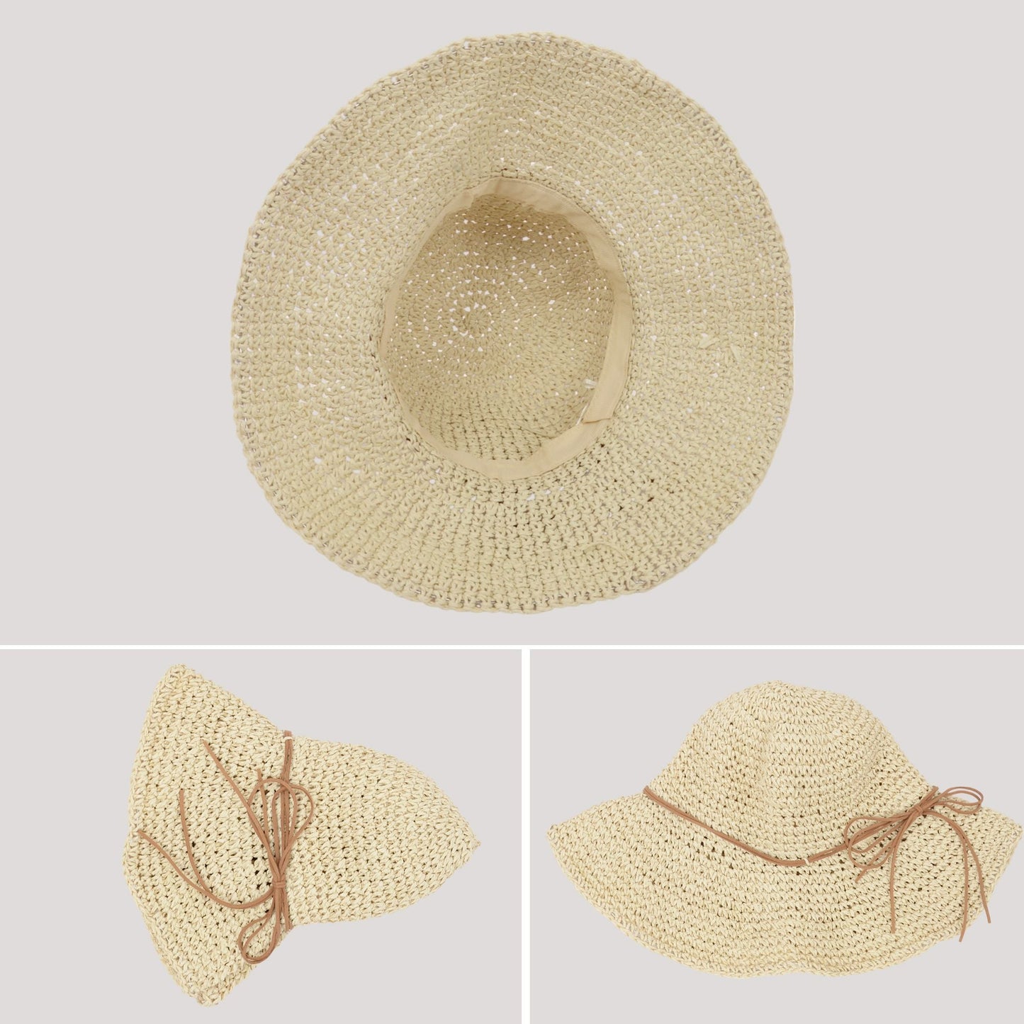 Anna-Kaci Woven Floppy Sun Hat with Rounded Crown and Decorative Bow Detail for Elegant Summer Shade and Vacation Style