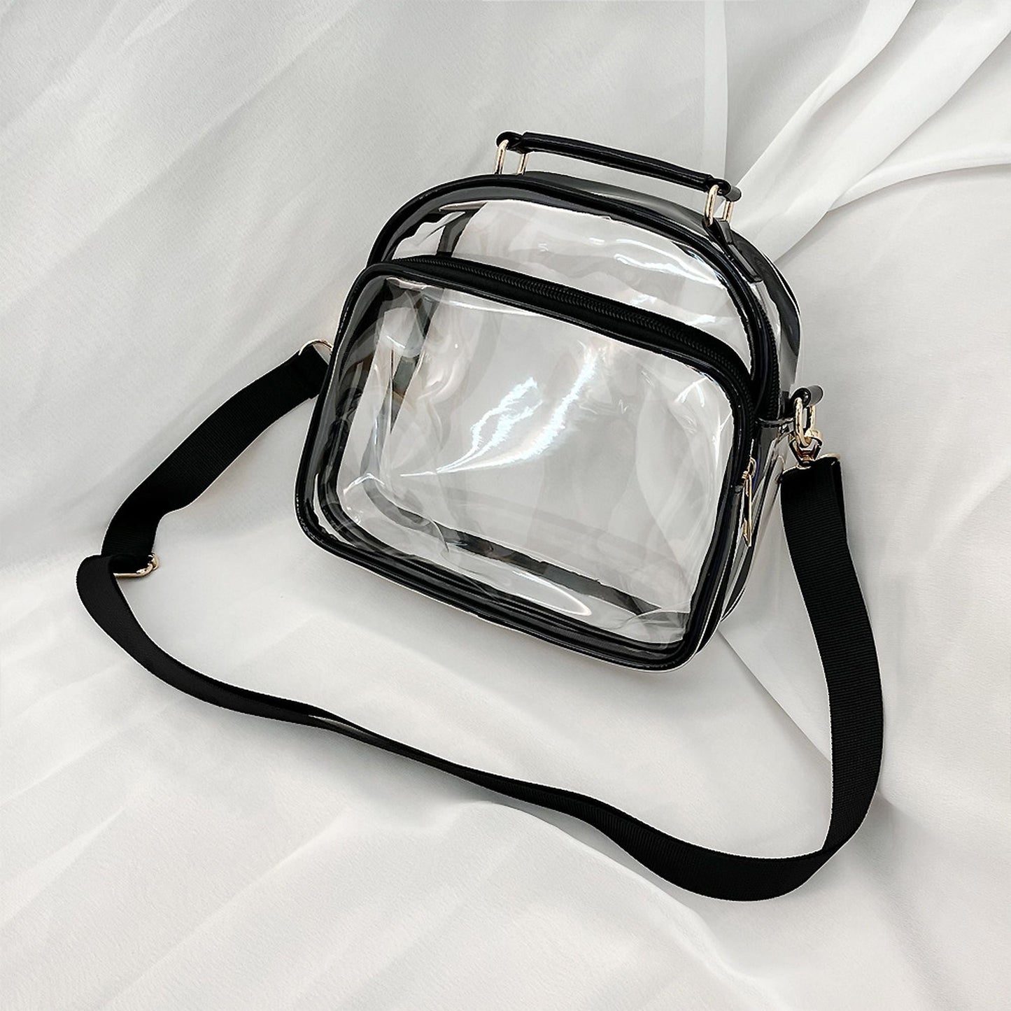 Anna-Kaci Trendy Clear Transparent Women's Shoulder Bag with Iridescent Trim