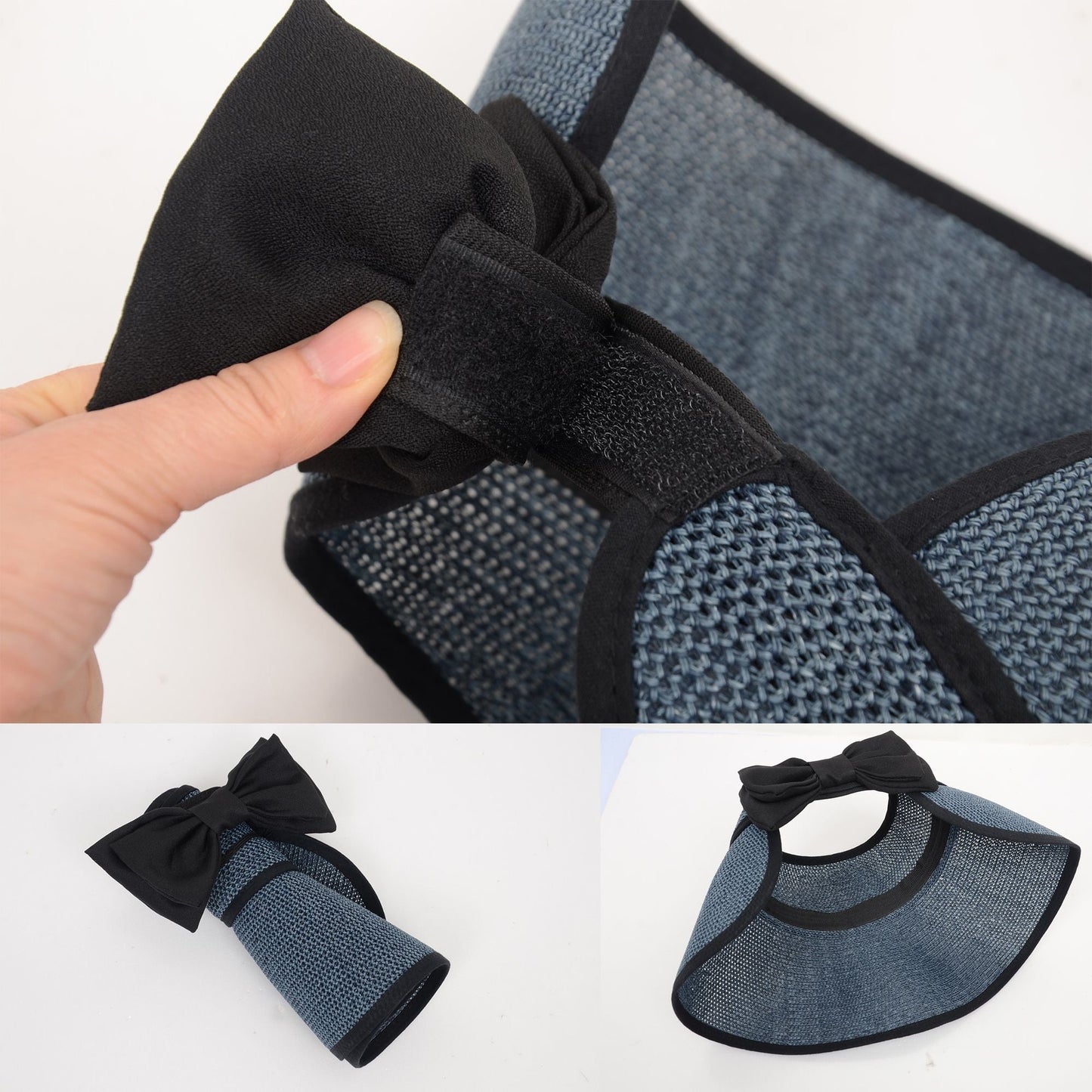 Anna-Kaci Womens Roll Up Straw Sun Visor Wide Brim Bow Detail Adjustable UV Protection Packable Summer Hat