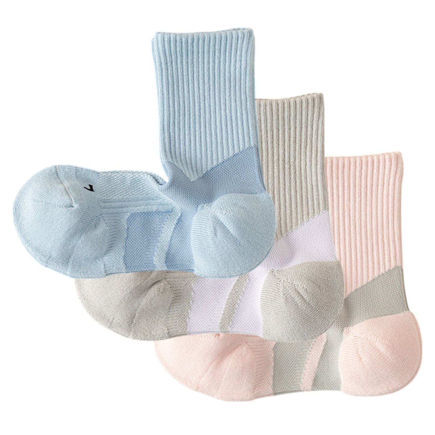 Anna-Kaci Women's 3-Pair Pack Cushioned Sports Crew Socks with Arch Support Mesh Panels and Ankle Compression