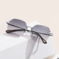 Anna-Kaci Women's Stylish Hexagonal Rimless Gradient Sunglasses for Fashion Looks