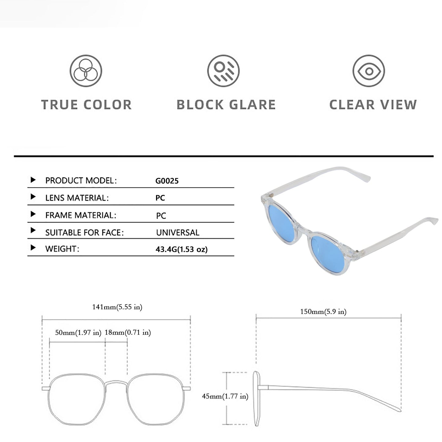 Anna-Kaci Classic Round Women's Polarized Sunglasses UV400 Protection