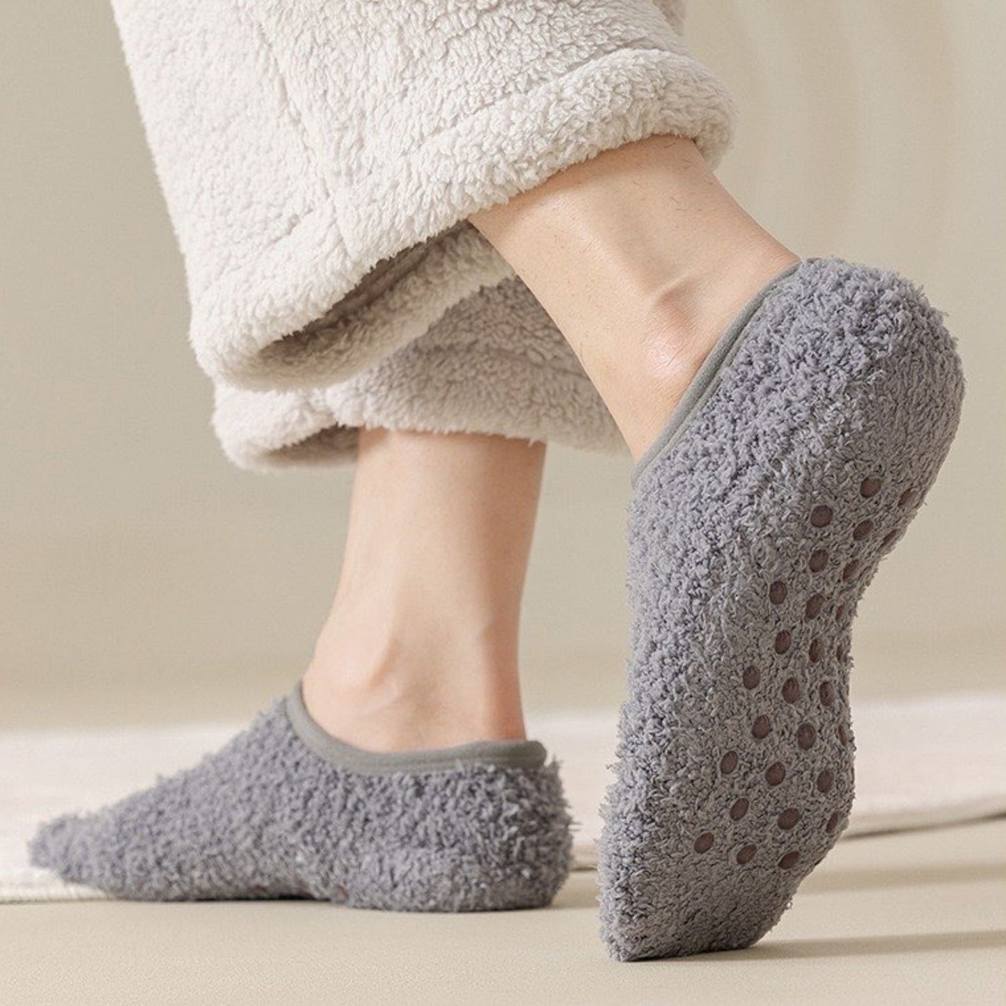 Anna-Kaci Men's 3-Pack Fuzzy Grip Socks Low Cut Non-Slip Indoor Slipper Lounge Fit