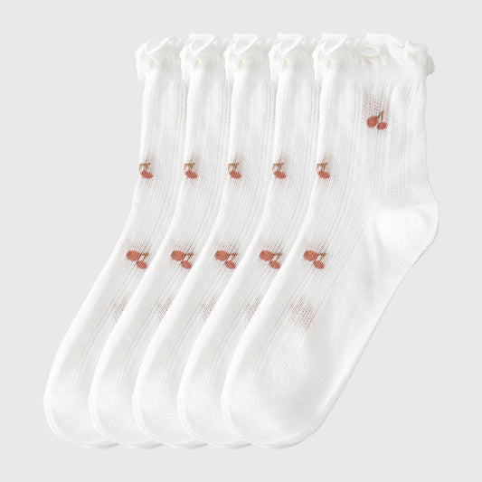 Anna-Kaci Women's Adorable Summer Ruffle-Edge Ankle Socks 5pk