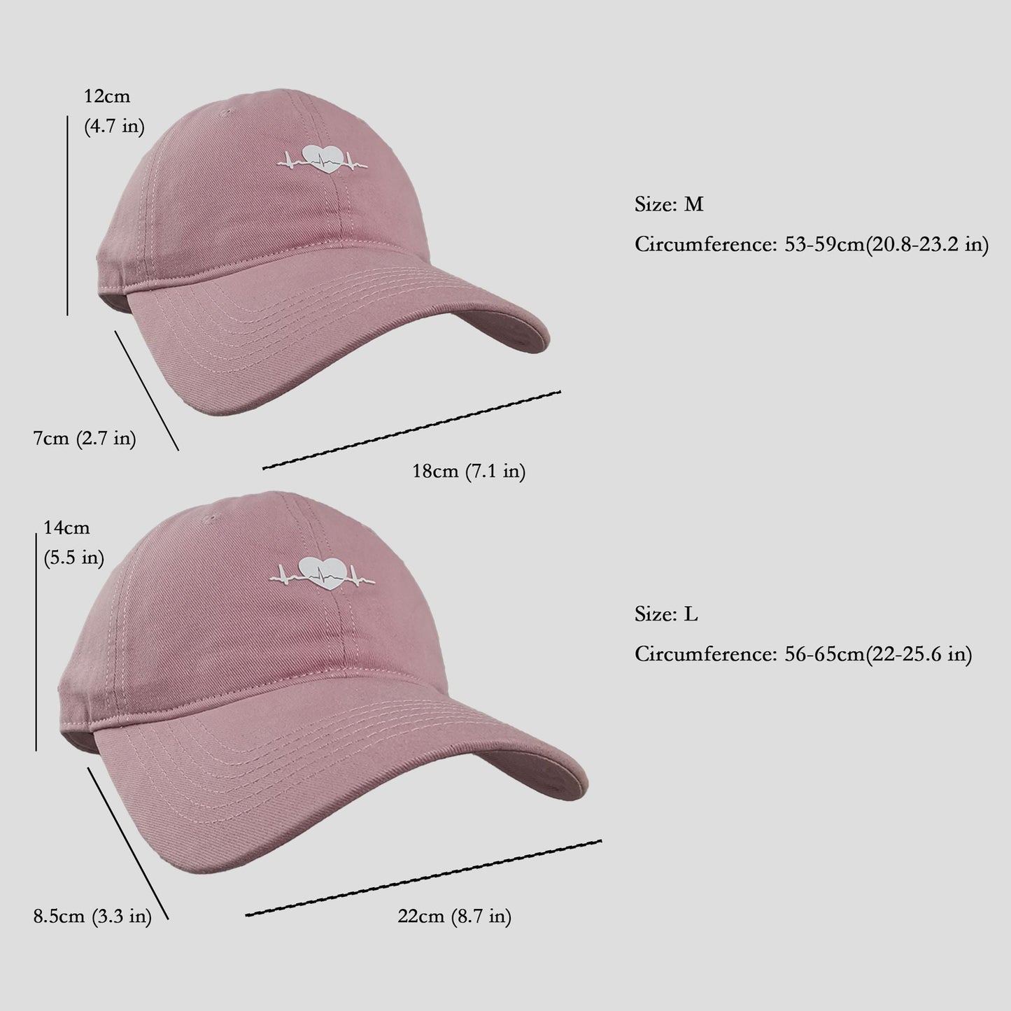 Anna-Kaci Women's Embroidered Heartbeat Baseball Cap with Adjustable Strap and Curved Brim Casual Cotton Hat