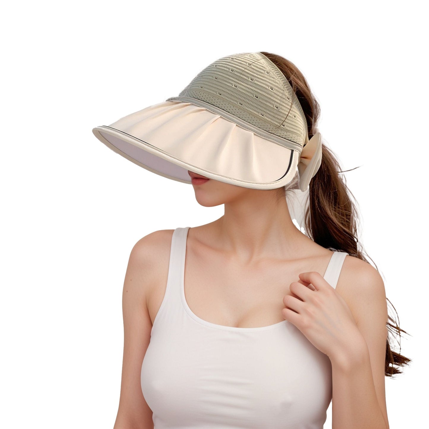 Anna-Kaci Extra Wide Brim Sun Visor Hat for Women Adjustable UV Protection Bow Detail Breathable Summer Beach Hat
