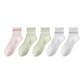 Anna-Kaci 5 Pairs Women Cotton Ankle Socks with Pastel Striped Cuffs Soft Breathable Knit Fabric for Everyday Comfort