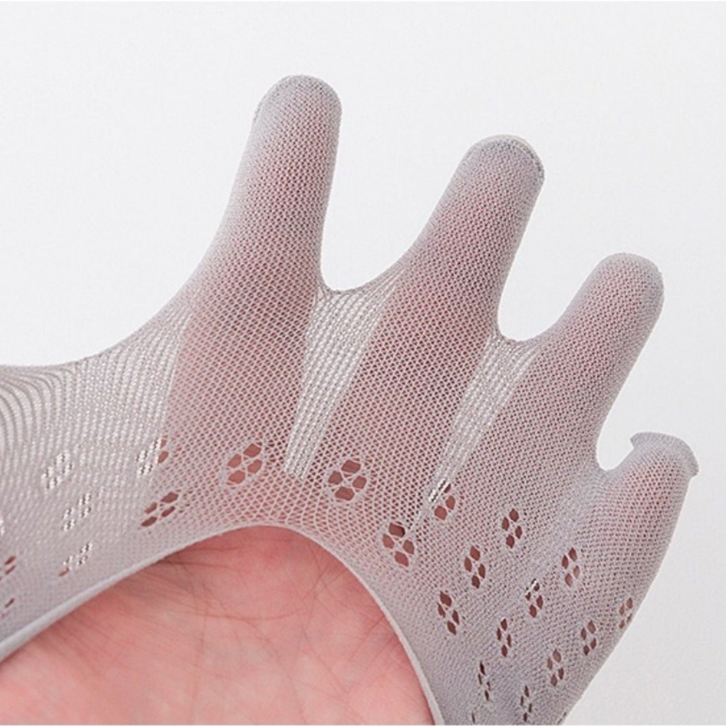 Anna-Kaci Women's Mesh Toe Socks with Non-Slip Silicone Heel Grip Ultra Low Cut Breathable No Show Sock 3-Pack