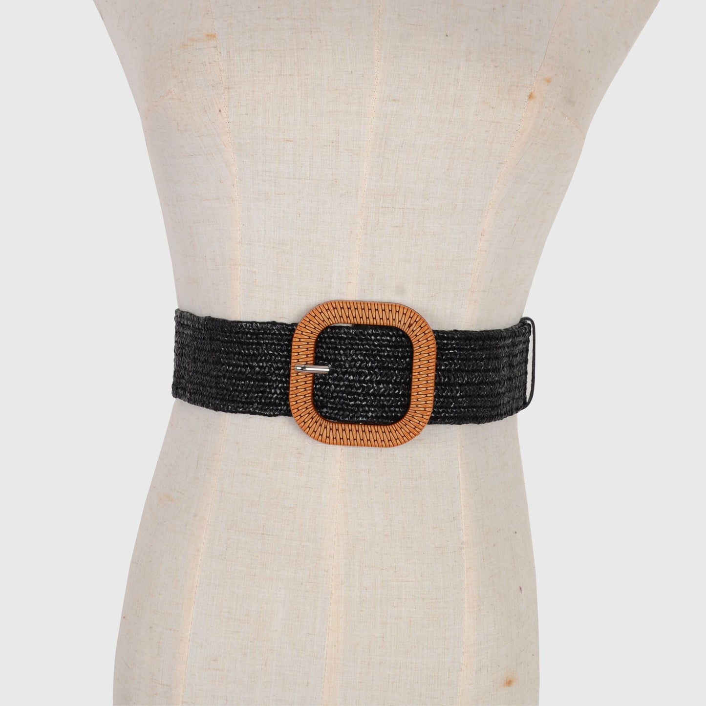 Anna-Kaci Stylish Straw Belt with Woven Buckle