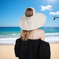 Anna-Kaci Wide Brim Sun Hat with Ponytail Hole Neck Tie Closure and Patterned Lining for UV Protection and Outdoor Style