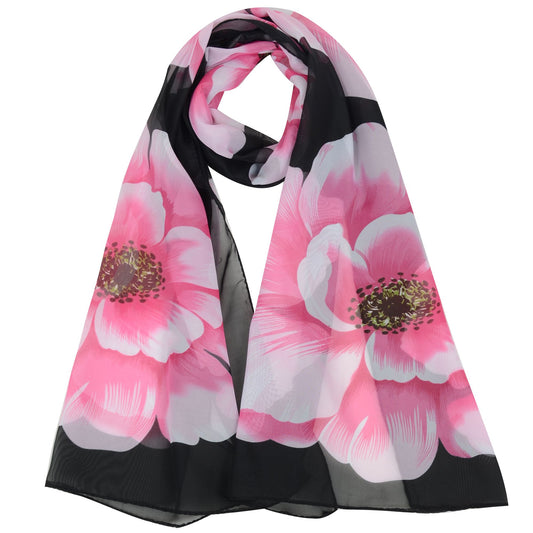 Alilang Floral Print Chiffon Scarf Lightweight Sheer Shawl Wraps Scarves for Women 19.69 x 63 inches
