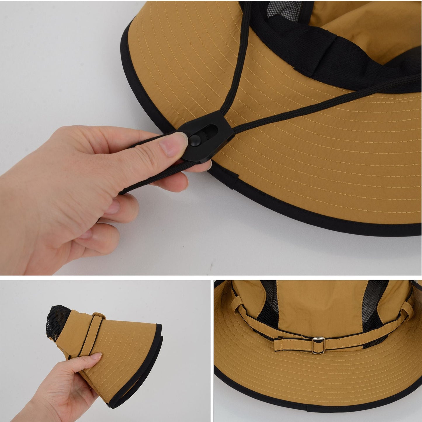 Anna-Kaci Wide Brim Outdoor Hat with Mesh Ventilation Snap-Up Sides and Chin Strap for Hiking, Beach, Travel, and Sun Protection