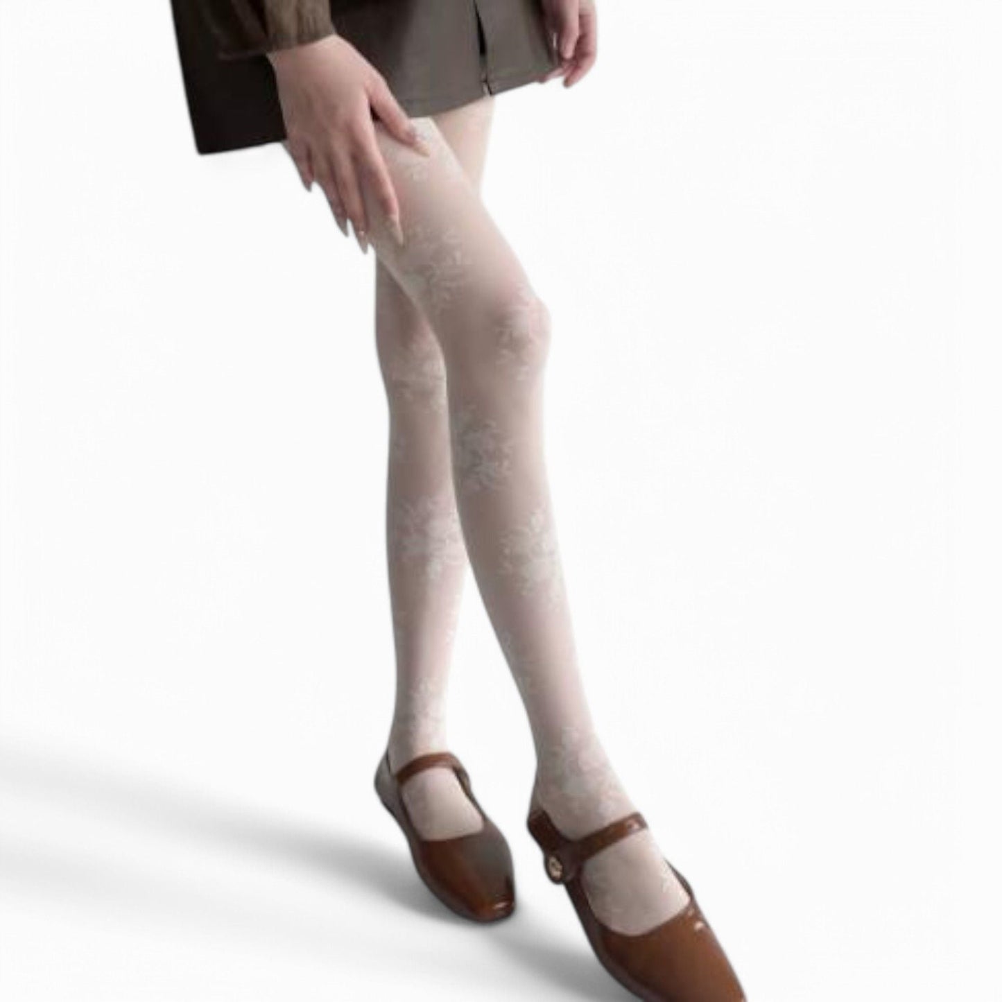 Anna-Kaci Women's Sheer Floral Pattern Tights Lightweight Mesh Legwear with Stretchy Fit and Subtle Texture