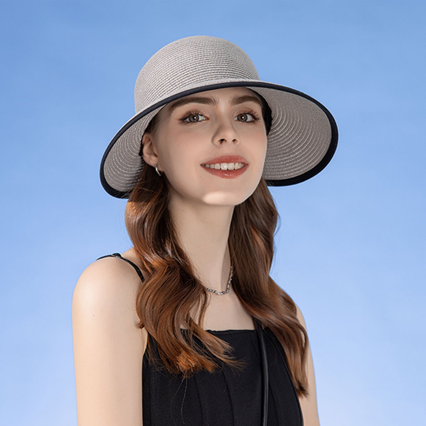 Anna-Kaci Roll Up Wide Brim Visor Sun Hat with Ponytail Hole and UV Protection Lightweight Packable Foldable Summer Cap