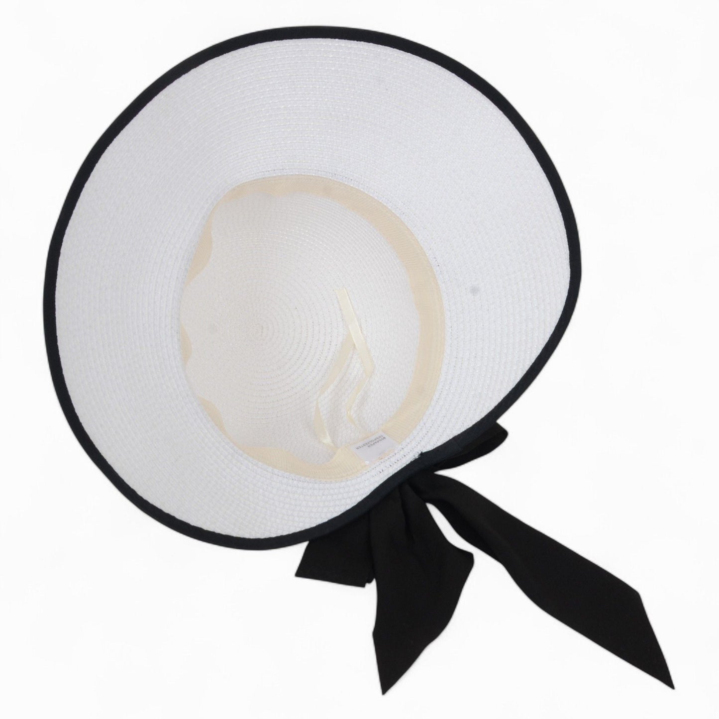 Anna-Kaci Women's Wide Brim Straw Hat with Braided Band and Contrast Bow Detail