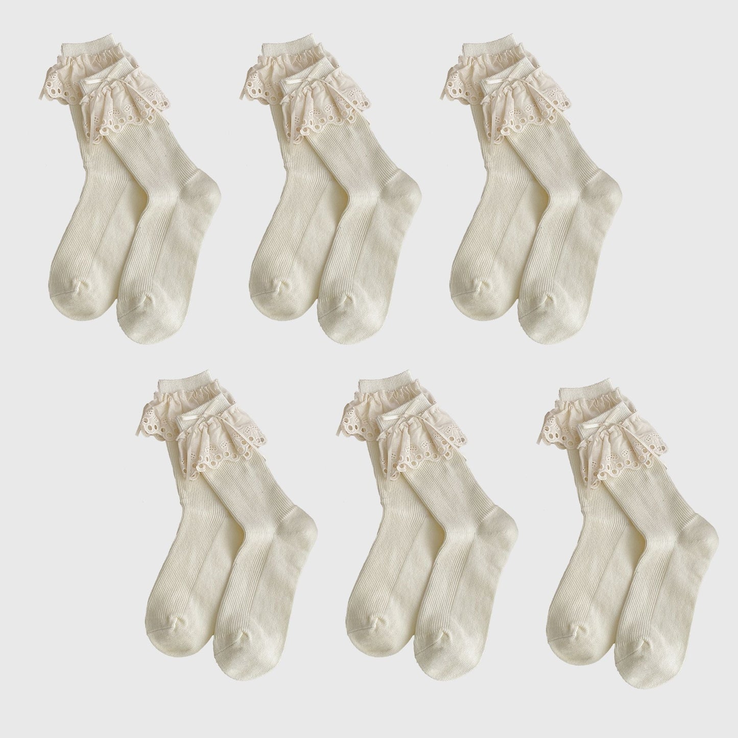 Anna-Kaci Women's Summer Ruffled Lace - Trim Ankle Socks 6Pk