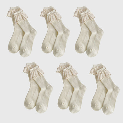 Anna-Kaci Women's Summer Ruffled Lace - Trim Ankle Socks 6Pk