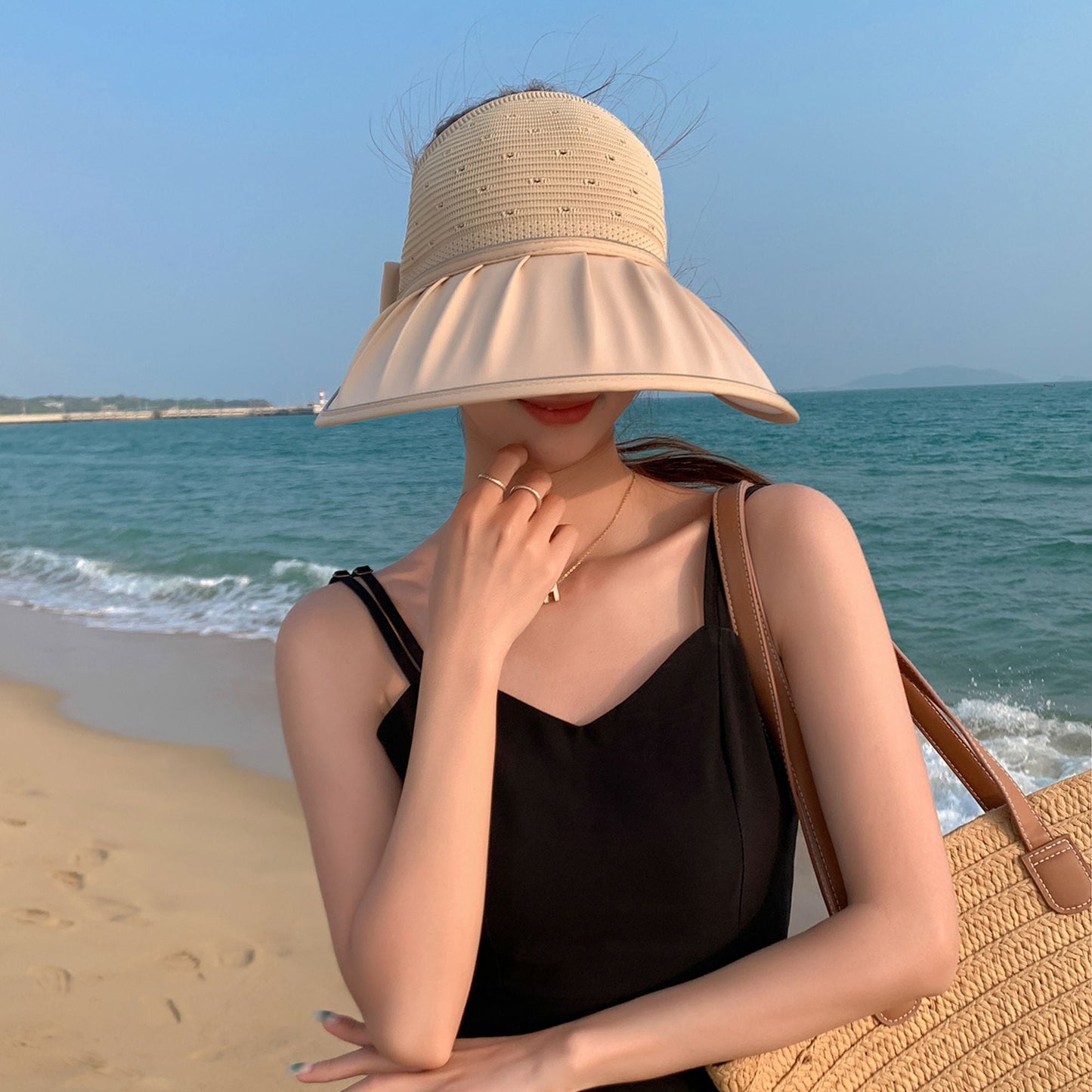 Anna-Kaci Extra Wide Brim Sun Visor Hat for Women Adjustable UV Protection Bow Detail Breathable Summer Beach Hat