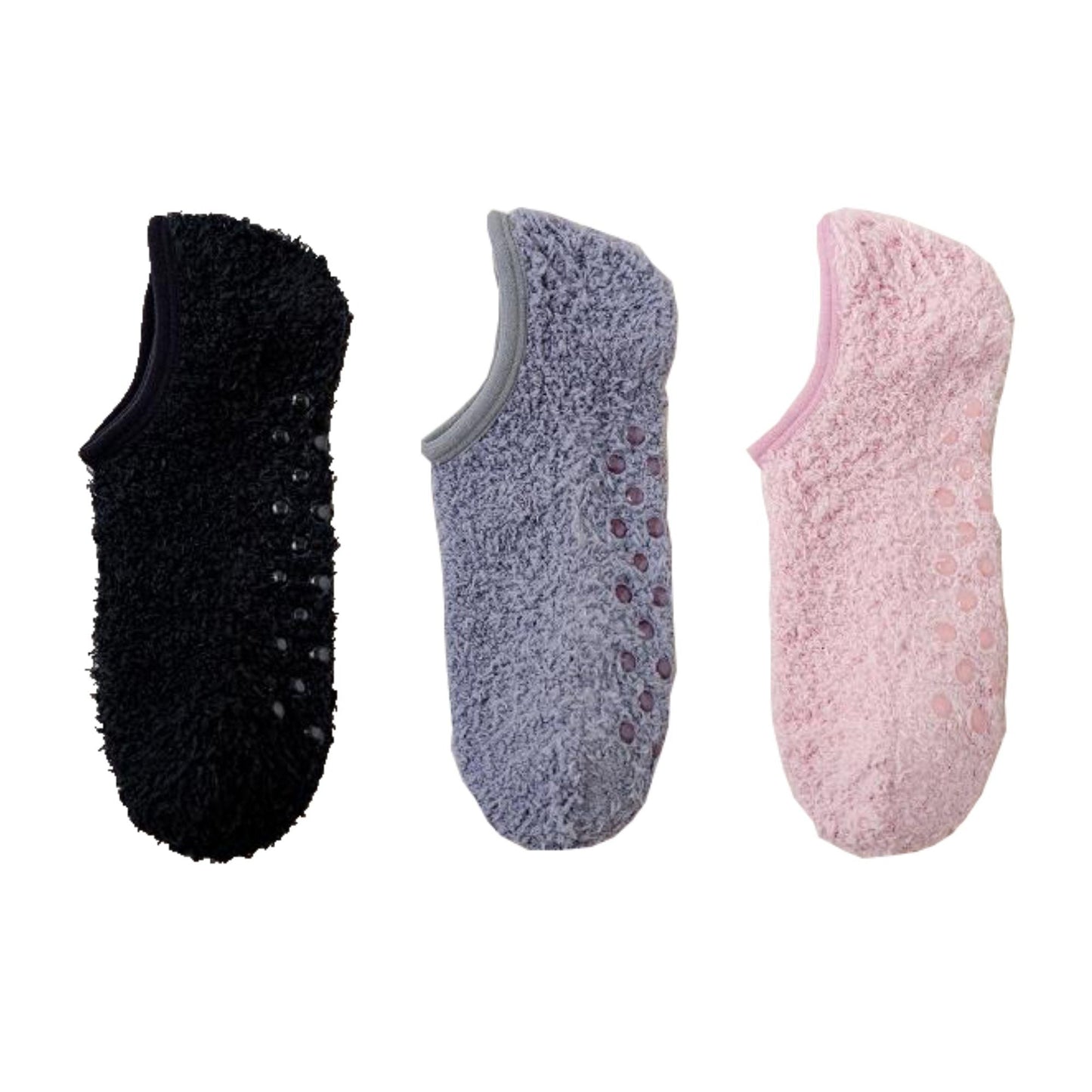 Anna-Kaci Women's 3-Pack Fuzzy Grip Socks Low Cut Non-Slip Soft Lounge Slipper Socks
