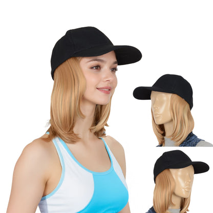 Alilang Adjustable Short Hair Wig Baseball Cap for Women with Natural Looking 10 Inch Bob Hairpiece for Outdoor and Daily Wear