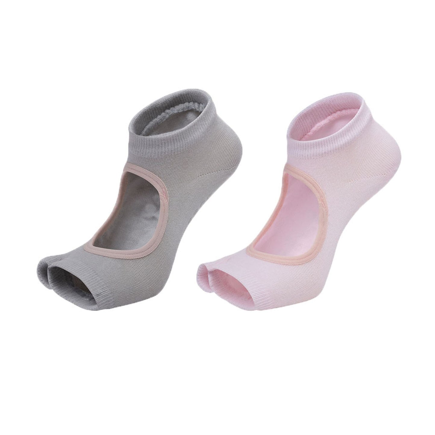 Anna-Kaci Women's Open Toe Yoga Socks with Anti-Slip Grip Sole Breathable Fabric for Barre and Pilates 2-Pack