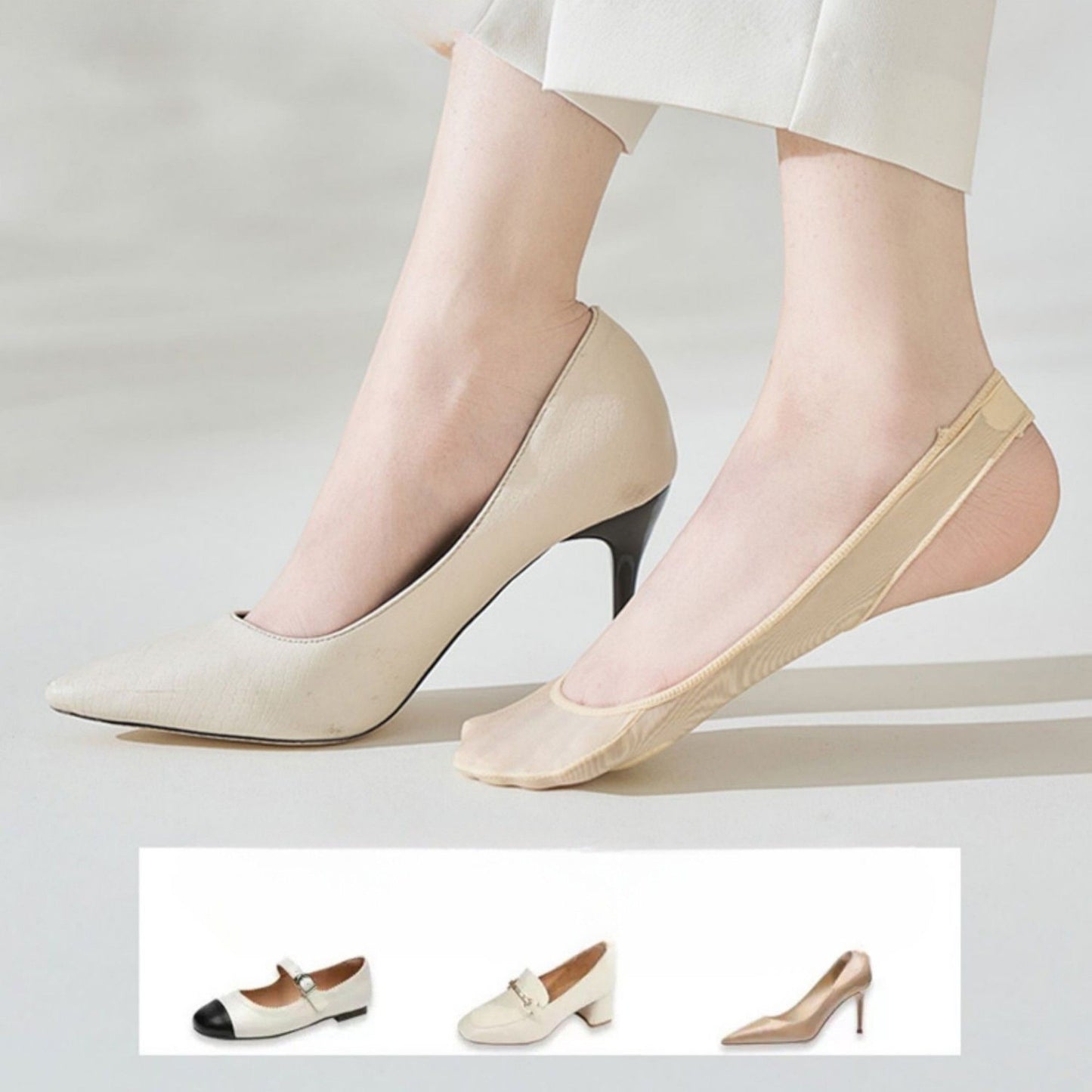 Anna-Kaci Women's Low Cut No Show Liner Socks with Non-Slip 3D Silicone Heel Grip Pack of 6 Pairs