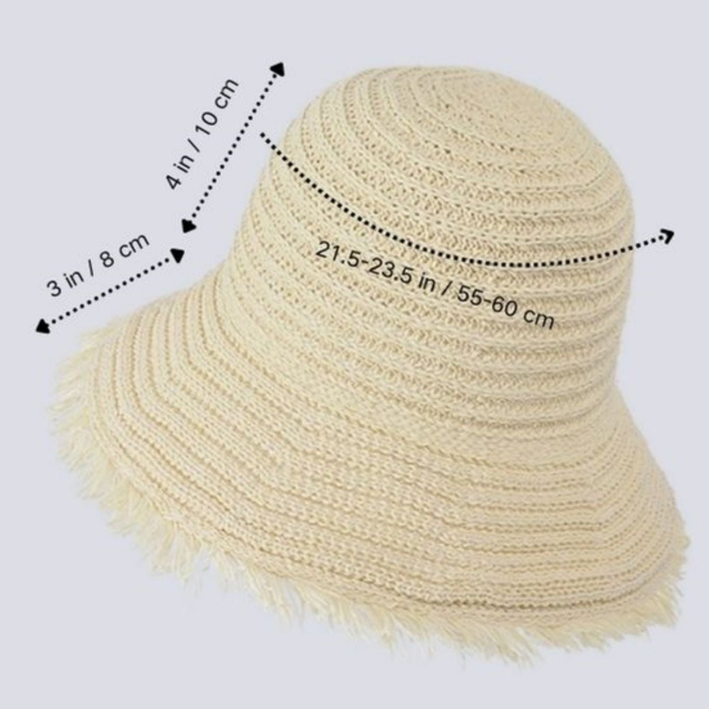 Anna-Kaci Women's Woven Bucket Hat with Soft Frayed Brim and Lightweight Straw Texture
