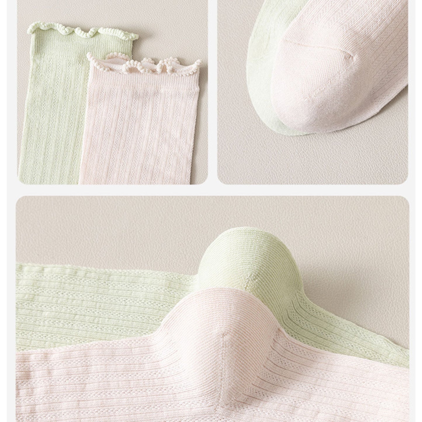 Anna-Kaci Women's 4-Pair Pack Soft Ribbed Ankle Socks with Ruffled Edge Trim Lightweight Knit Design in Multiple Color Combinations